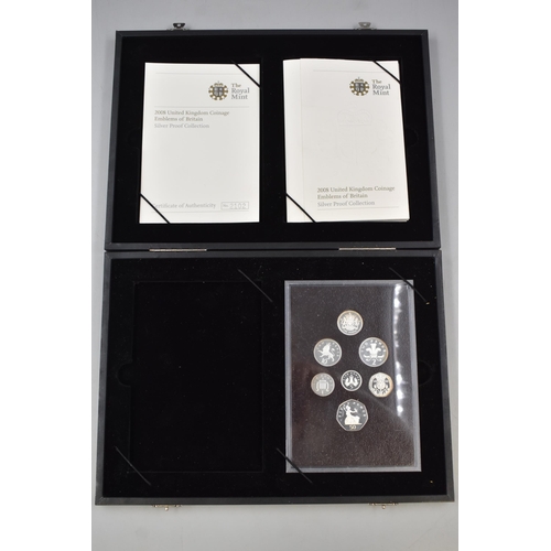 123 - An Incomplete Silver Proof 2008 UK Coinage Emblems Of Britain, In Case With Certificate Of Authentic... 