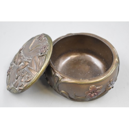 65 - Bronzed Art Nouveau Style Lidded Trinket Box