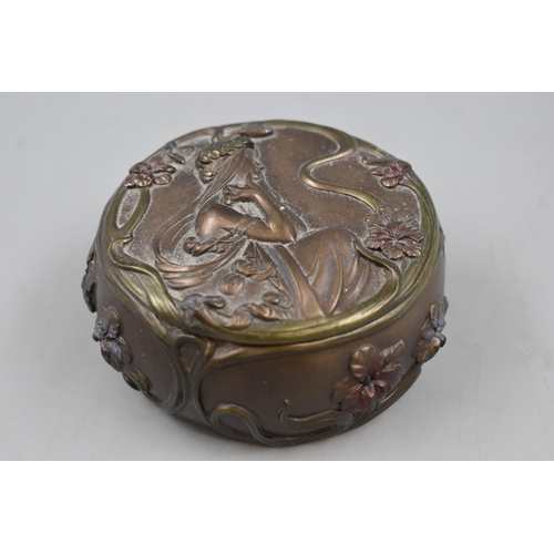 65 - Bronzed Art Nouveau Style Lidded Trinket Box