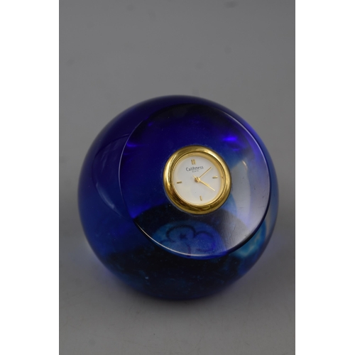 71 - A Blue Caithness Clock Paperweight. Approx 3.5