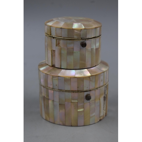 73 - Two Vintage Mother of Pearl Trinket Boxes (A/F)