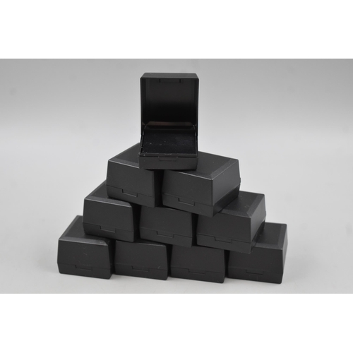 80 - Ten New Black Ring Jewellery Boxes with Velvet Foam Insert 43mm x 46mm x 32mm