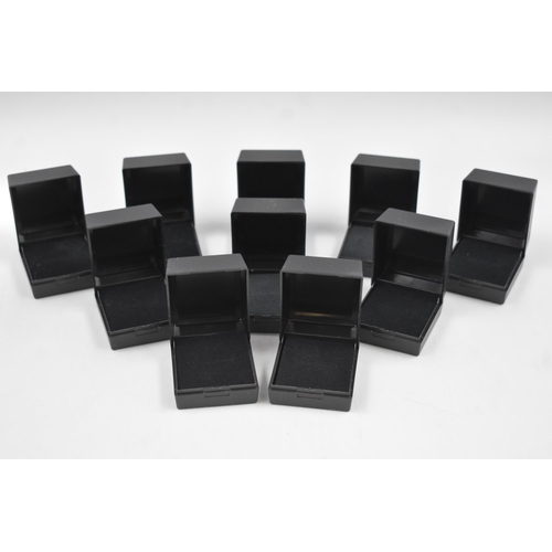 80 - Ten New Black Ring Jewellery Boxes with Velvet Foam Insert 43mm x 46mm x 32mm