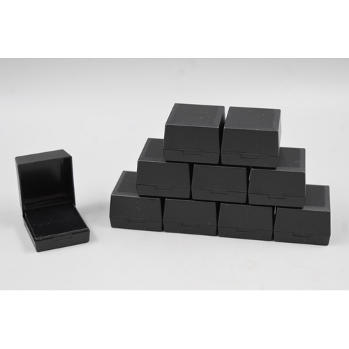 80 - Ten New Black Ring Jewellery Boxes with Velvet Foam Insert 43mm x 46mm x 32mm