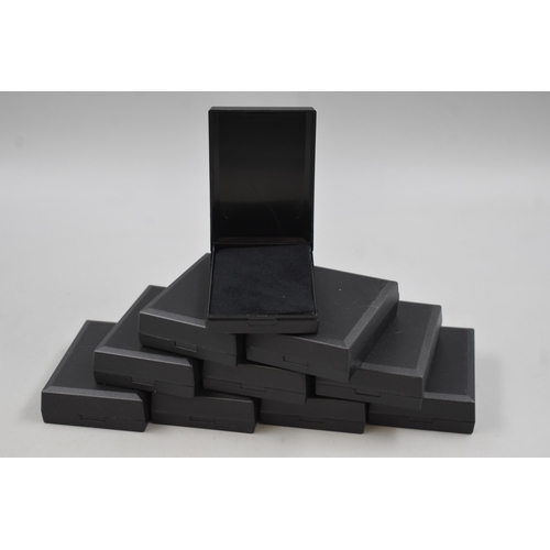 81 - Ten New Black Necklace Jewellery Boxes with Velvet Foam Insert 57mm x 81mm x 22mm