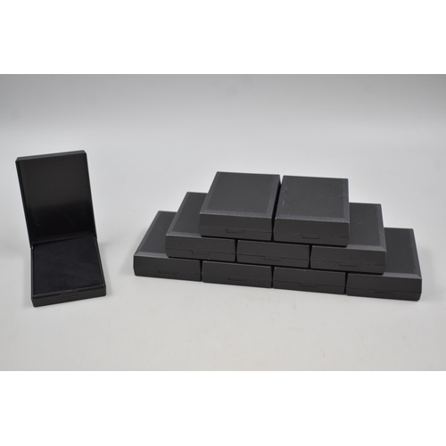 81 - Ten New Black Necklace Jewellery Boxes with Velvet Foam Insert 57mm x 81mm x 22mm