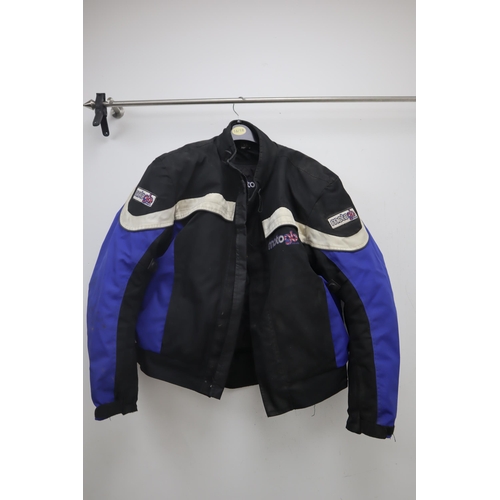 593 - A MotoGB XL Motorcycle Jacket In Blue, With Medium Box Helmets Helmet.