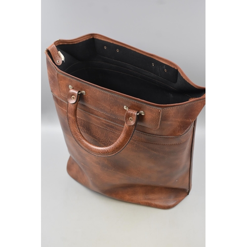 600 - Brown Leather Bag with Quirky Fastening Strap