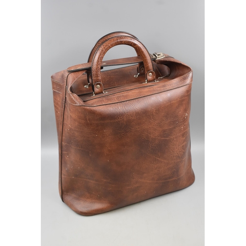 600 - Brown Leather Bag with Quirky Fastening Strap