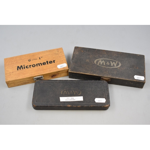 569 - Two Moore & Wright Cased Micrometres and a Spare Case