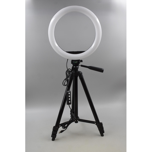 611 - Studio Selfie Ring light with Extendable Tripod and Phone Holder, Three light Colors with 10 levels ... 