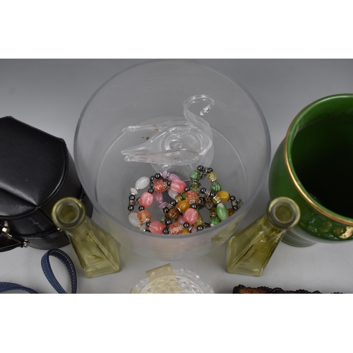 612 - A Mixed Selection To Include Glassware, Handbags, Jewellery Case and More.