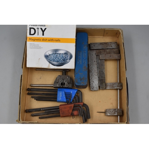 573 - A Selection Of Tools To Include Kaybee Impact Drivers, 3 Set Squares, Alan Keys and More.