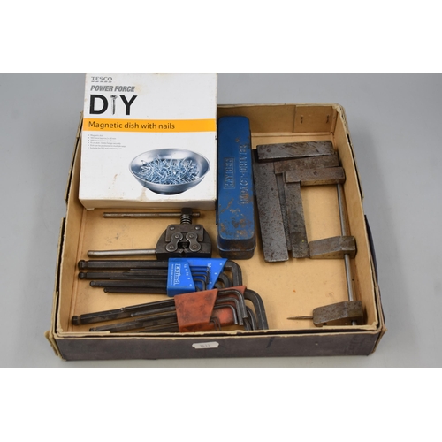 573 - A Selection Of Tools To Include Kaybee Impact Drivers, 3 Set Squares, Alan Keys and More.