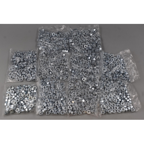 585 - Approx 1000 Grade 8 Mild Steel - Bright Zinc Plated (BZP) New M8 Nuts..