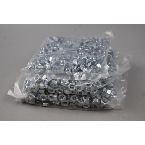 586 - Approx 1000 Grade 8 Mild Steel - Bright Zinc Plated (BZP) New M6 Nuts..