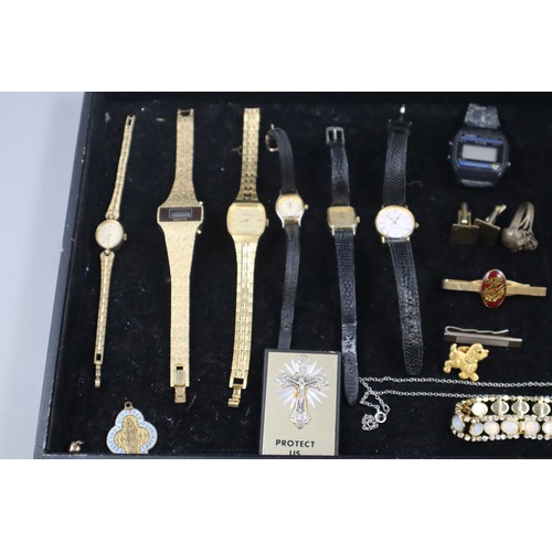 11 - Mixed Tray to Include Watches (Accurist, Macy, Citizen etc) , Cufflinks, Costume Jewellery and More