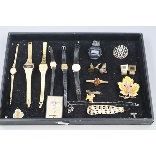 11 - Mixed Tray to Include Watches (Accurist, Macy, Citizen etc) , Cufflinks, Costume Jewellery and More