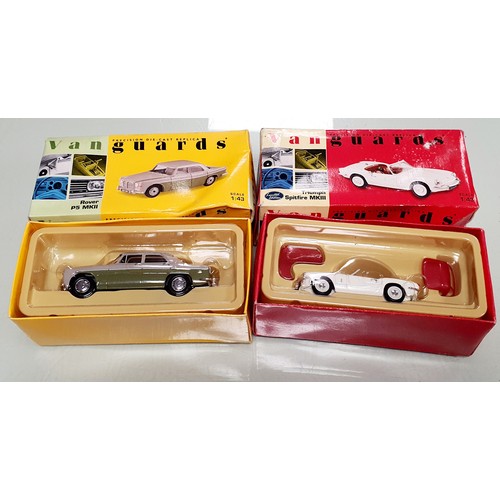 15 - Two Vanguards Precision Cast Replica 1:43 Scate Vehicles. Rover P5 MKII and a Triumph Spitfire MKIII