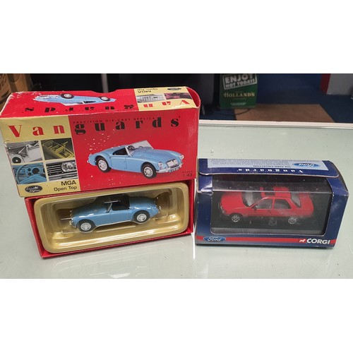 19 - Two Vanguards 1:43 Scale Model Cars. MGA Open Top and a Ford Sierra Sapphire GLS