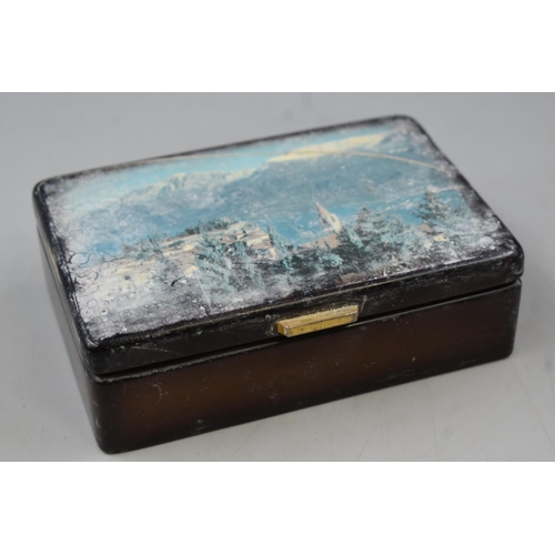 68 - A Landscape Jewellery Box Containing Men's Cufflinks, Tie Clips, Badges and More.