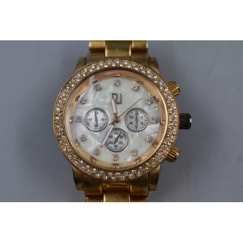 93 - River Island Jewelled Watch with Mother of Pearl Face and Original Box