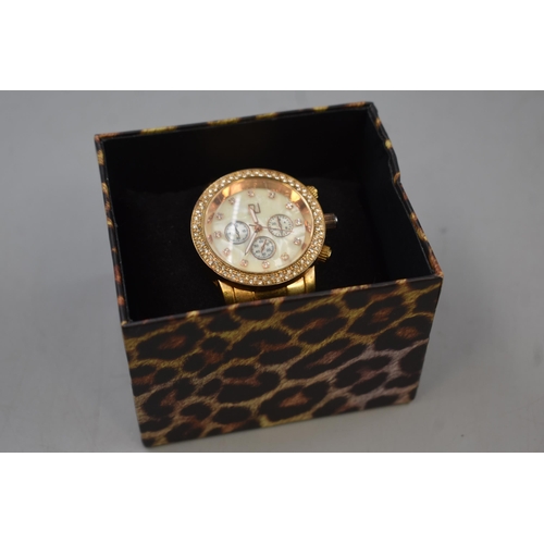 93 - River Island Jewelled Watch with Mother of Pearl Face and Original Box