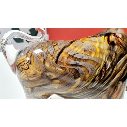 31 - Brown and Golden Murano Bull Sculpture. Measures 10 Inches In Length and Approx 6 Inches High. This ... 