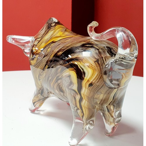 31 - Brown and Golden Murano Bull Sculpture. Measures 10 Inches In Length and Approx 6 Inches High. This ... 