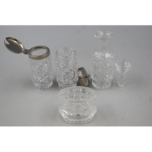 166 - Vintage Cut Glass Condiment Set