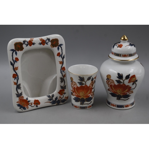 178 - Set of Three Linchmere Chinese Decorated Porcelain to include Picture Frame, Vase, and Cup