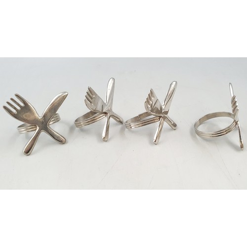 39 - Set of 4 Steel Cutlery Themed Napkin Rings