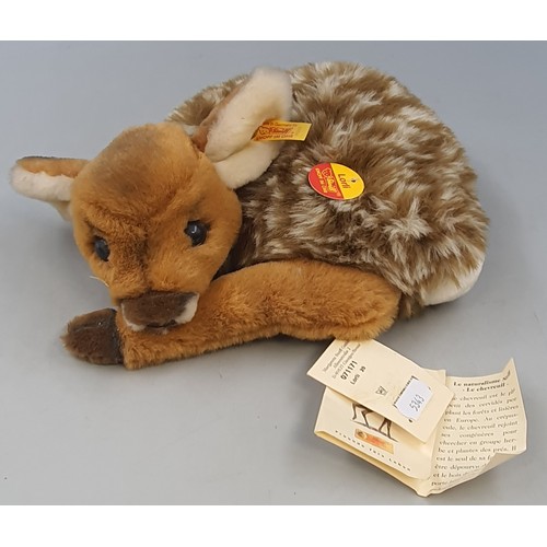 42 - Steiff Lorli Deer Fawn Curled Up Resting. Complete With Tags and Ear Stud as well as Retail Tag