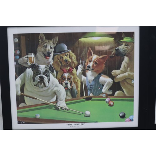 60 - Two Large Sarnoff Prints. 22.5 x 18.5 Inches. Dogs Playing Pool 