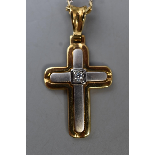 25 - Gold 585 (14ct) Cross Pendant Necklace (15.75 Grams) Complete with Presentation Box (Chain is marked... 