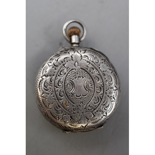 38 - Swiss 19th Century Ladies Silver Half Hunter Pocket Watch