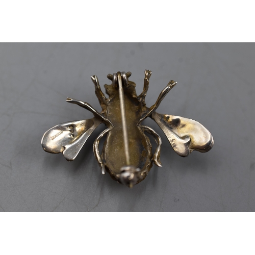 48 - Hallmarked Silver Bee Brooch