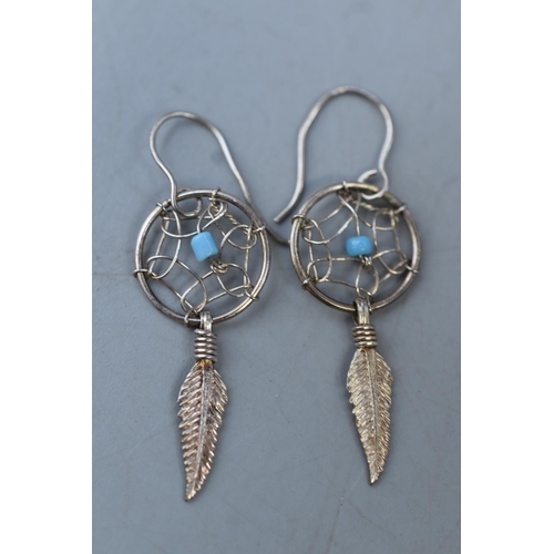 66 - Matching Dream Catcher Silver 925 Necklace and Earring Set