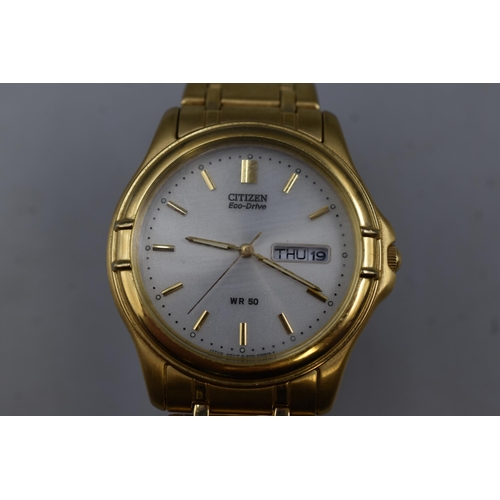 71 - Citizen (WR50) Eco-Drive Men's Gold Plated Bracelet Watch