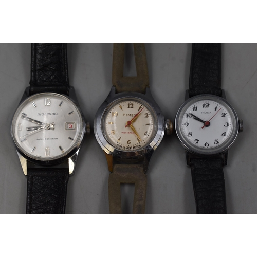 82 - Three Wind Up Mechanical Watches including Two Timex and a Ingersoll