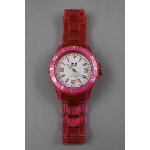 111 - New Ice Watch in Neon Pink with Case and Paperwork (Working)