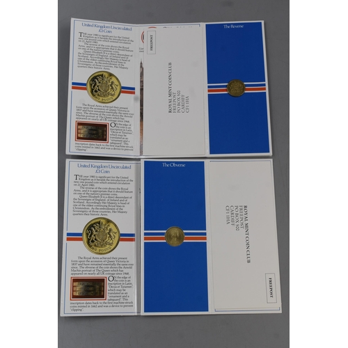 117 - Two 1983 Uncirculated United Kingdom One Pound Coins in original Pamphlet