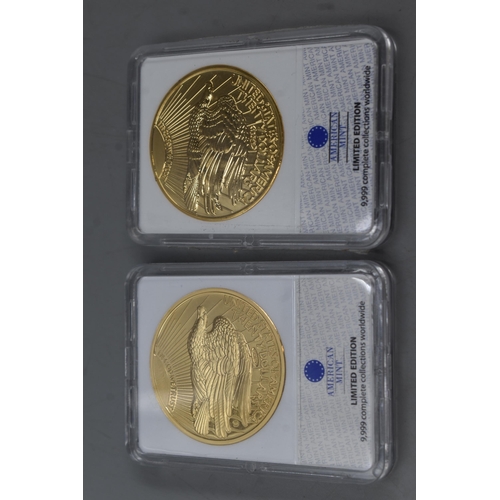 131 - Two American Mint Limited Edition Replicas of 1933 Gold Double Eagle in Cases