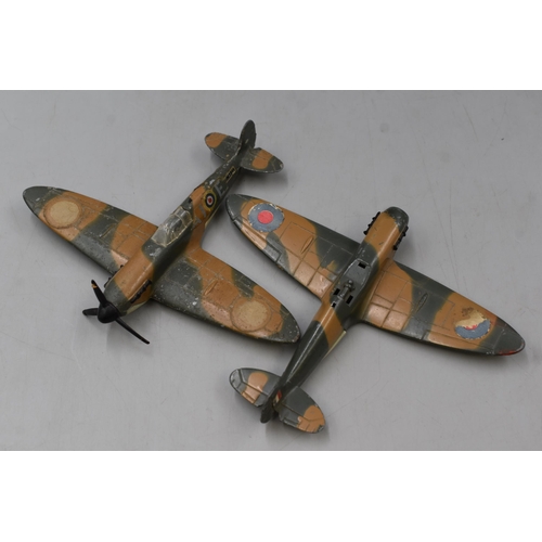 158 - Two Playworn Dinky Spitfire MKII (a/f)