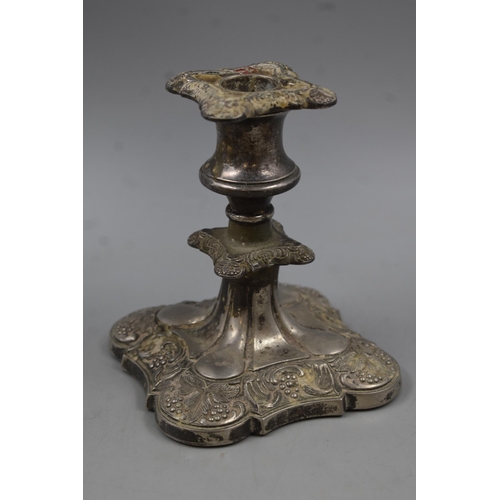 176 - Two Silver Plated Candlesticks, Includes a Five Twisted Stem and Grape Decorated One. Tallest Approx... 