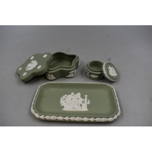 183 - Three Pieces of Green and White Wedgwood