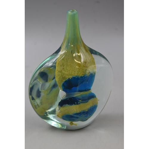 203 - Mdina Maltese Glass Cut Ice 'Lollipop' Vase - Signed. Approx 7