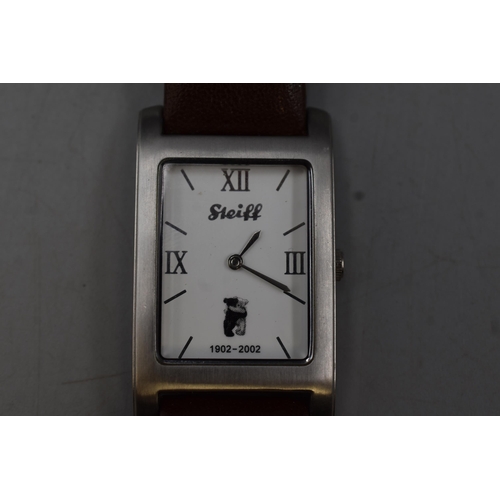 210 - Vintage Steiff 1902-2002, Rare Wrist Watch Leather Strap