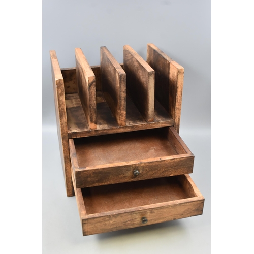 404 - A Small Oak Bookshelf/Magazine Rack, With Storage Drawers. Approx 14