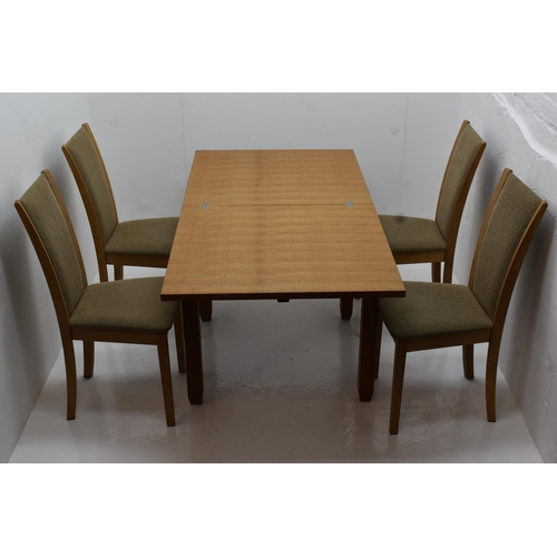 520 - Danish Skovby SM64E Oiled Oak Extending Table and Four Chair Set approx 31